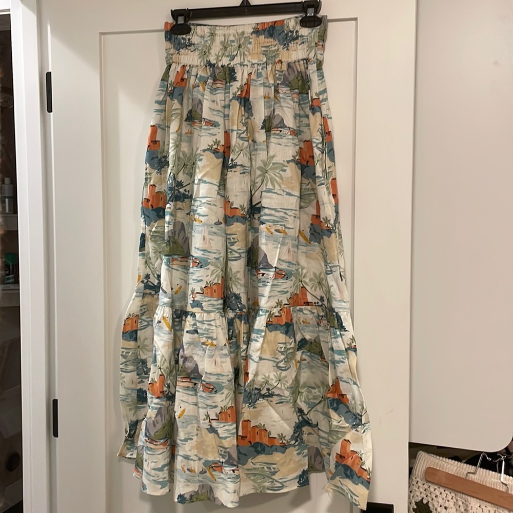 Cerise Olympia skirt-aloha print